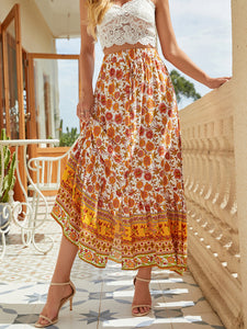 Women's Bohemian Print Tiered Maxi Skirt in 4 Colors S-1X - Wazzi's Wear