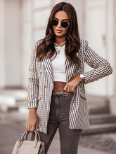 Load image into Gallery viewer, Women&#39;s Plaid Print Double-Breasted Blazer in 4 Patterns, S-1X