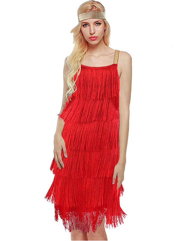 Women’s Sleeveless A-Line Tassel Midi Dress in 3 Colors XS-3XL - Wazzi's Wear