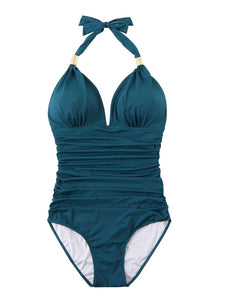 Women's Halter One-piece Swimsuit in 11 Colors Sizes S-XL