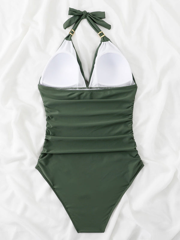 Women's Halter One-piece Swimsuit in 11 Colors Sizes S-XL - Wazzi's Wear