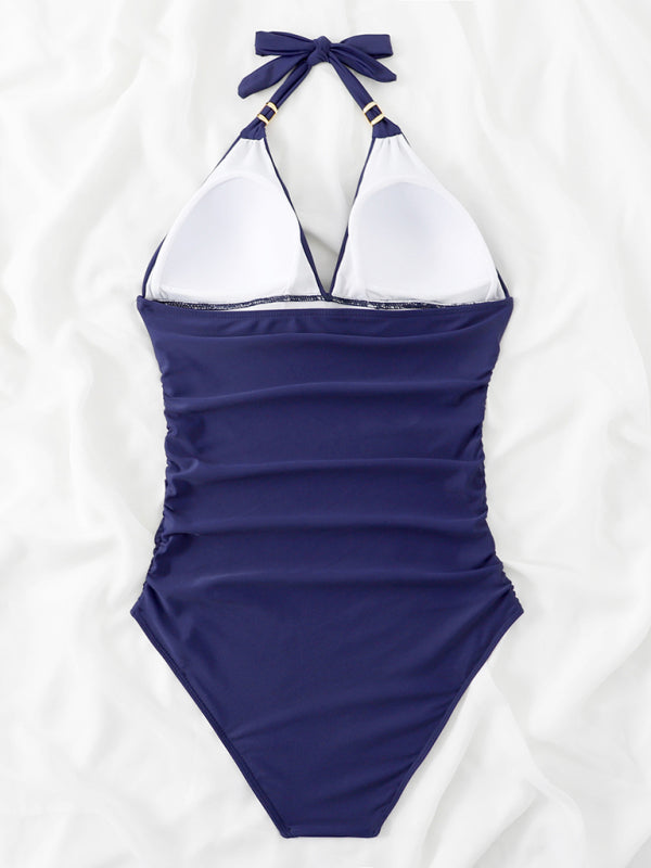 Women's Halter One-Piece Swimsuit in 11 Colors Sizes S-XL - Wazzi's Wear