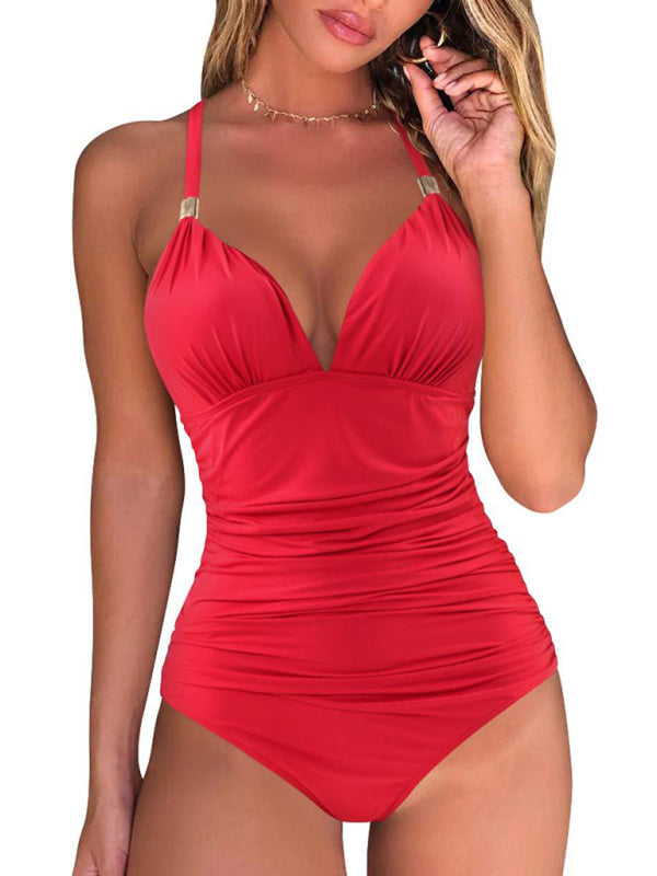 Women's Halter One-Piece Swimsuit in 11 Colors Sizes S-XL - Wazzi's Wear