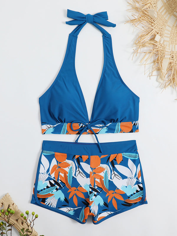 Women's High Waist Boxer Tropical Print Bikini in 2 Colors S-XL - Wazzi's Wear