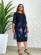 Load image into Gallery viewer, Women’s Plus Size Midi Dress with Floral Overlay and Mid-Length Sleeves in 4 Colors Sizes 14-26 - Wazzi&#39;s Wear