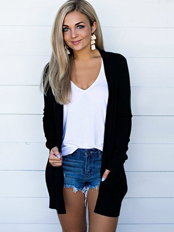 Women's Long Sleeve T-Shirt Cardigan in 5 Colors Sizes 4-18 - Wazzi's Wear