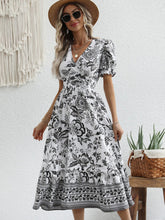 Load image into Gallery viewer, Women’s V-Neck Short Sleeve Boho Midi Dress in 5 Colors Sizes 4-10