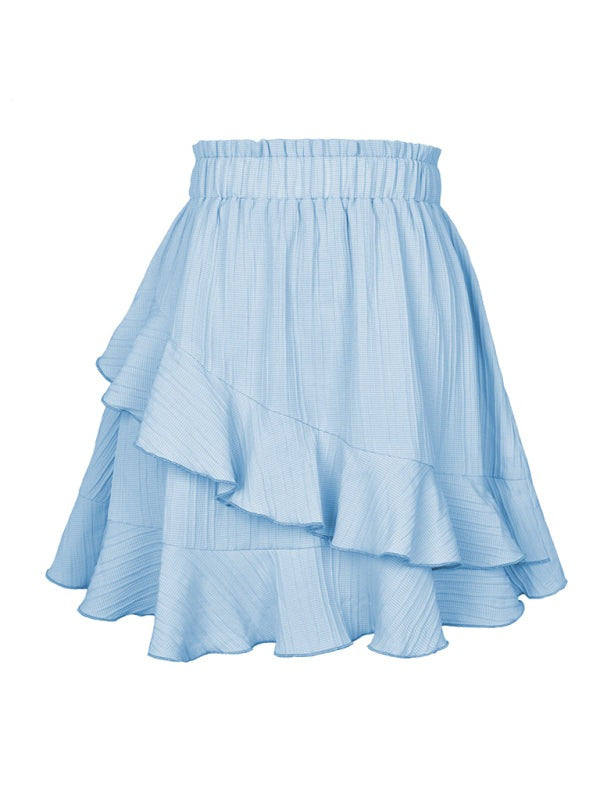 Women's Solid Ruffled Skirt in 4 Colors S-XL - Wazzi's Wear