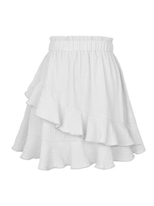 Women's Solid Ruffled Skirt in 4 Colors S-XL