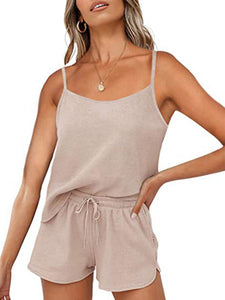 Women’s Solid Loungewear Tank and Shorts Set in 6 Colors S-XL