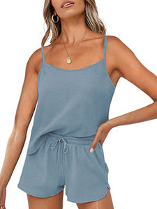 Women’s Solid Loungewear Tank and Shorts Set in 6 Colors S-XL