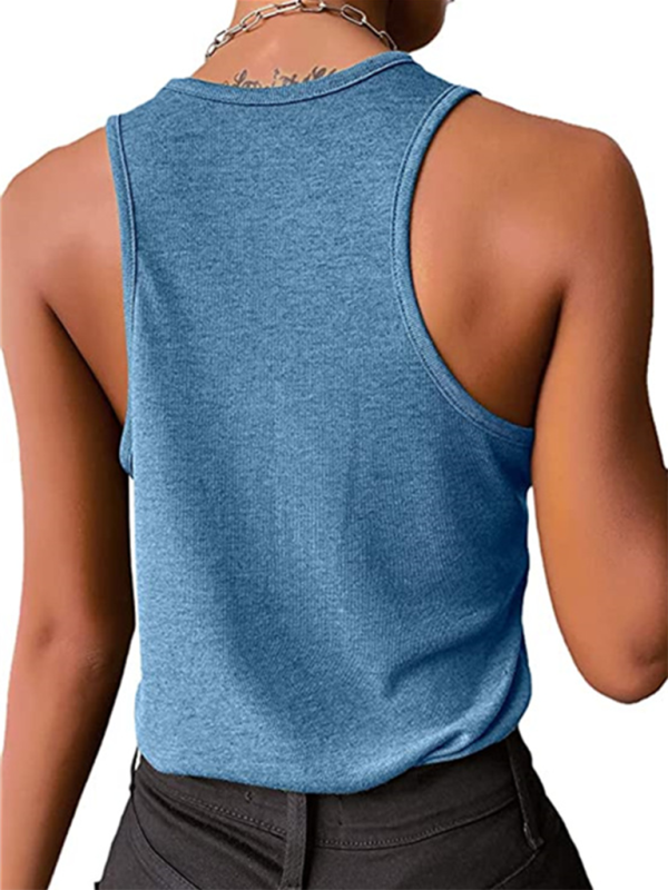 Women's Solid Knit Tank Top with Buttons in 7 Colors Sizes 4-12 - Wazzi's Wear