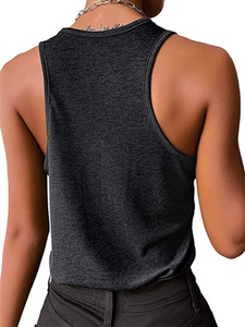 Women's Solid Knit Tank Top with Buttons in 7 Colors Sizes 4-12