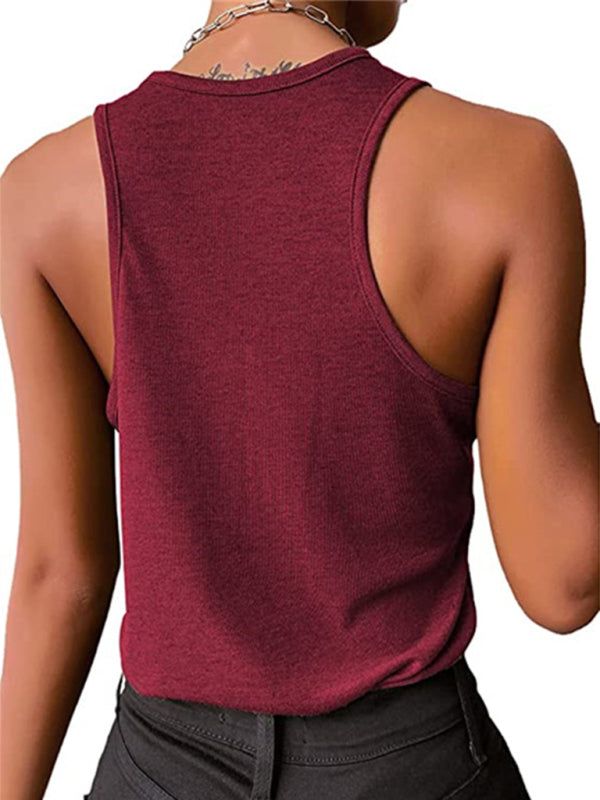 Women's Solid Knit Tank Top with Buttons in 7 Colors Sizes 4-12 - Wazzi's Wear