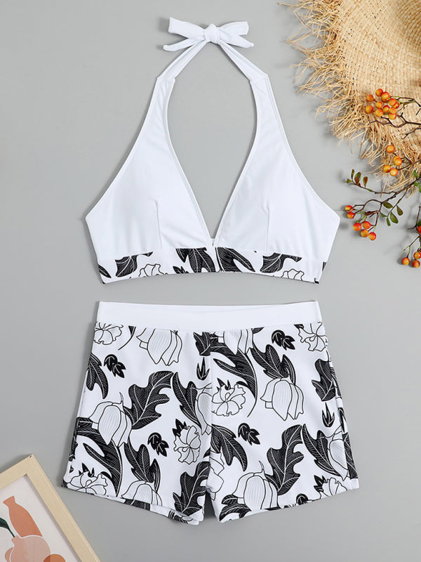 Two Piece Swimsuit Bikini Top with Printed Shorts Two Piece Swimsuit Wazzi s Wear