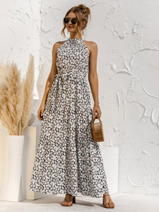 Women's Floral Halter Neck Maxi Dress in 5 Colors S-XL