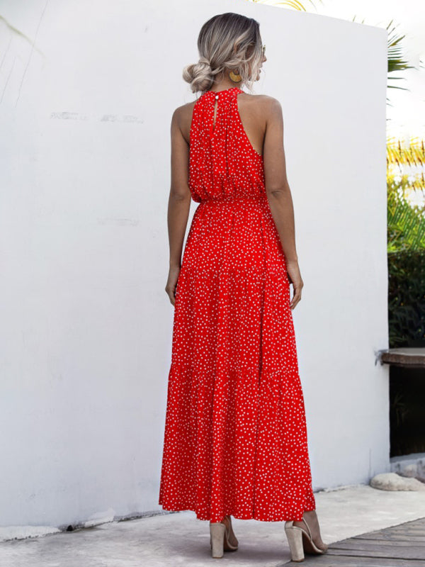 Women's Floral Halter Neck Maxi Dress in 5 Colors S-XL - Wazzi's Wear