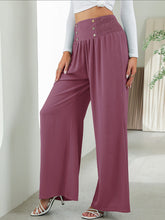 Load image into Gallery viewer, Women&#39;s High Waist Wide Leg Pants with Button Detail in 3 Colors Sizes 4-12 - Wazzi&#39;s Wear