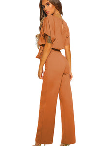 Women's Solid Crewneck Short Sleeve Jumpsuit in 4 Colors S-XL