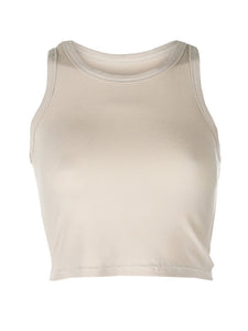 Women's Solid Rib Knit Stretch Crop Tank in 5 Colors S-L