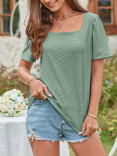 Load image into Gallery viewer, Women&#39;s Solid Square Neck Top with Short Sleeves in 9 Colors Sizes 4-20
