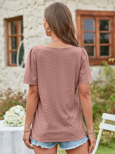 Women's Solid Square Neck Top with Short Sleeves in 9 Colors Sizes 4-20 - Wazzi's Wear