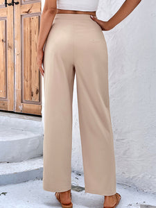 Women's Solid Color Cropped Pants with Waist Tie S-XL