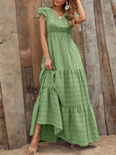 Load image into Gallery viewer, Women&#39;s Floral V-Neck Ruffled Maxi Dress with Short Sleeves in 4 Colors Sizes 2-12