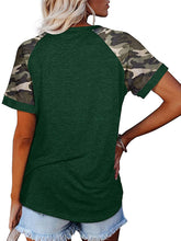Load image into Gallery viewer, Women&#39;s Camouflage Round Neck Short Sleeve T-Shirt in 5 Colors Sizes S-XXL - Wazzi&#39;s Wear