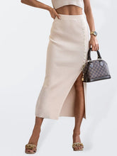 Load image into Gallery viewer, Women&#39;s Solid Midi Skirt with Side Slit and Buttons in 5 Colors Sizes 4-12