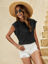 Load image into Gallery viewer, Women&#39;s Solid Crepe Knit Top With Lace Flanged Sleeves in 3 Colors Sizes 4-12