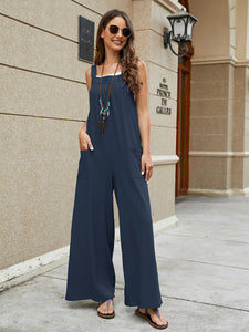 Women's Solid Sleeveless Wide Leg Jumpsuit in 3 Colors Sizes 4-12