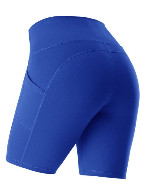 Women's Solid High Waist Bike Shorts with Pocket in 5 Colors Sizes 2-16 - Wazzi's Wear