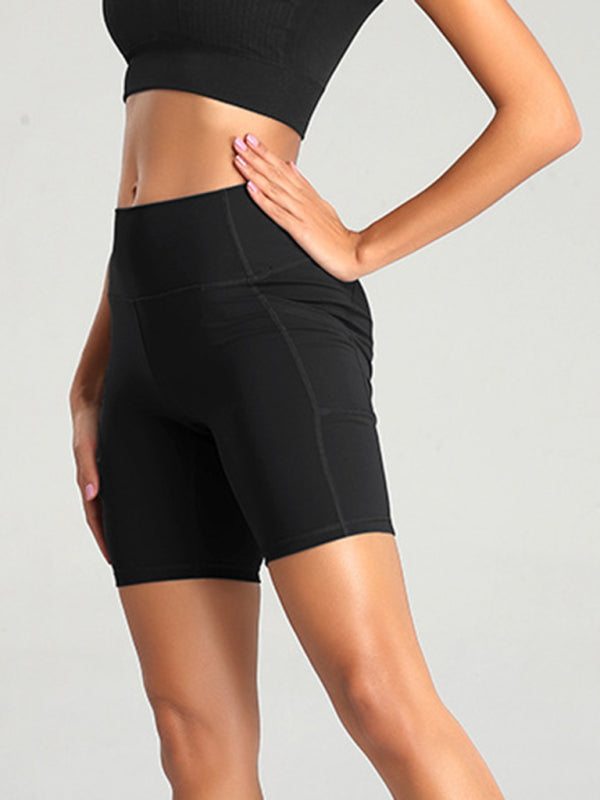 Women's Solid High Waist Bike Shorts with Pocket in 5 Colors Sizes 2-16 - Wazzi's Wear