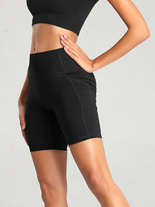 Women's Solid High Waist Bike Shorts with Pocket in 5 Colors Sizes 2-16
