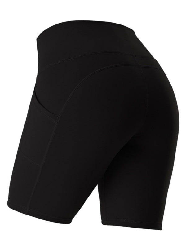 Women's Solid High Waist Bike Shorts with Pocket in 5 Colors Sizes 2-16 - Wazzi's Wear