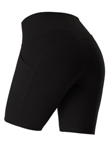Women's Solid High Waist Bike Shorts with Pocket in 5 Colors Sizes 2-16