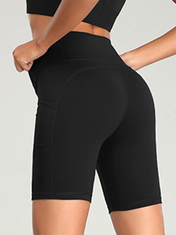 Women's Solid High Waist Bike Shorts with Pocket in 5 Colors Sizes 2-16 - Wazzi's Wear