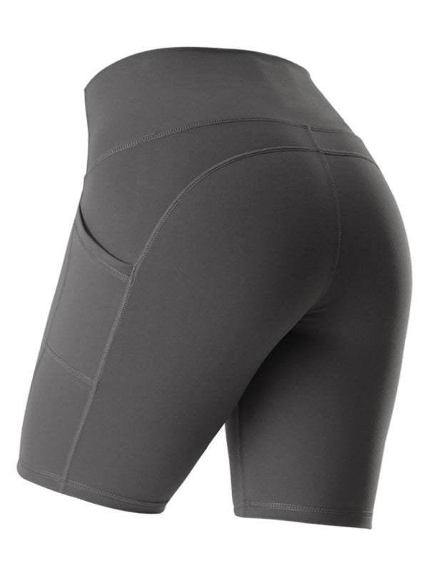 Women's Solid High Waist Bike Shorts with Pocket in 5 Colors Sizes 2-16 - Wazzi's Wear
