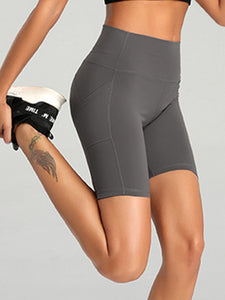Women's Solid High Waist Bike Shorts with Pocket in 5 Colors Sizes 2-16
