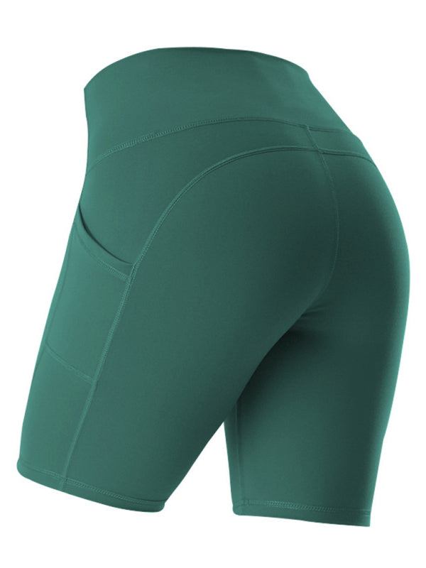 Women's Solid High Waist Bike Shorts with Pocket in 5 Colors Sizes 2-16 - Wazzi's Wear