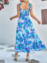 Load image into Gallery viewer, Women&#39;s Ruffled Smocked Boho Maxi Dress with Shoulder Ties in 2 Colors Sizes 4-18