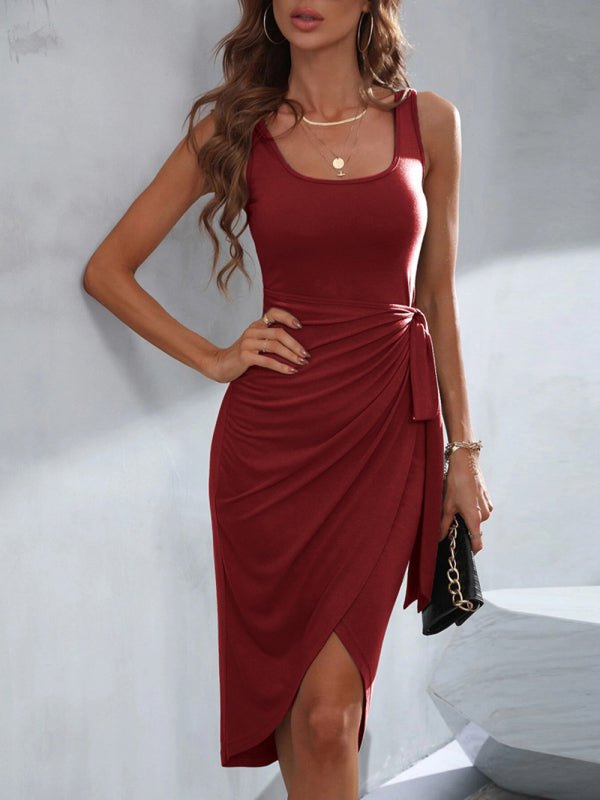 Women's Solid Sleeveless Wrap Dress in 2 Colors Sizes 2-10 - Wazzi's Wear