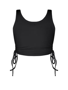 Women's Solid Cropped Tank Top with Adjustable Drawstring in 6 Colors Sizes 4-10 - Wazzi's Wear