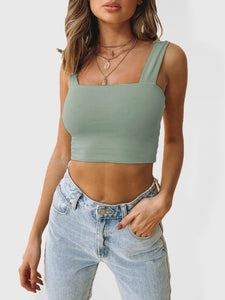 Women's Solid Sleeveless Crop Top in 4 Colors Sizes 4-8