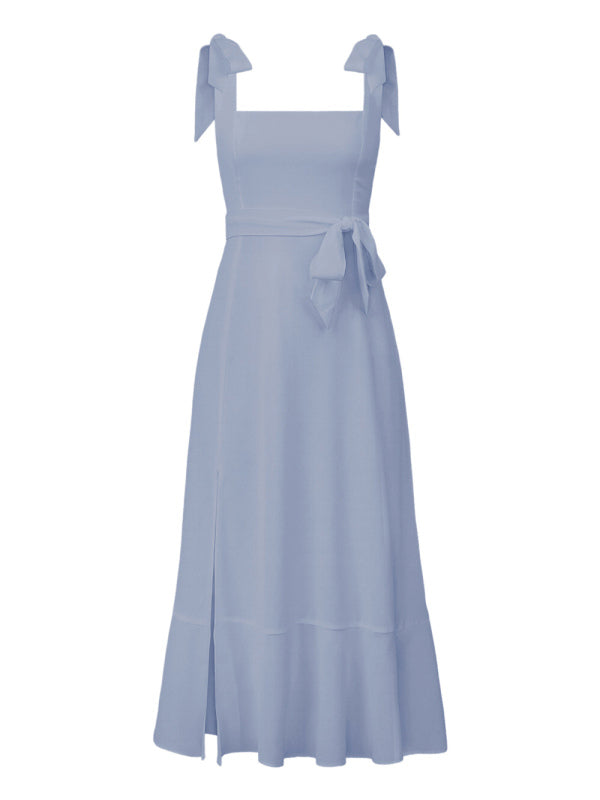 Women's Solid Sleeveless Midi Dress with Leg Slit in 10 Colors S-XL - Wazzi's Wear