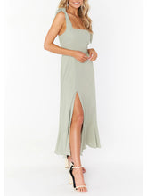 Load image into Gallery viewer, Women&#39;s Solid Sleeveless Midi Dress with Leg Slit in 10 Colors S-XL