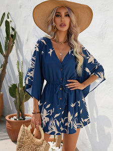 Women's Dolman Sleeve V-neck Tropical Beach Cover-Up in 8 Patterns S-1XL