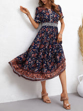 Load image into Gallery viewer, Women&#39;s Boho Short Sleeve Midi Dress in 3 Colors S-L - Wazzi&#39;s Wear
