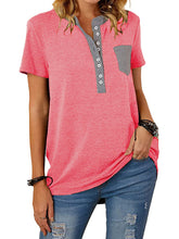 Load image into Gallery viewer, Women’s Short Sleeve Top with Buttons and Pocket in 6 Colors Sizes 2-18